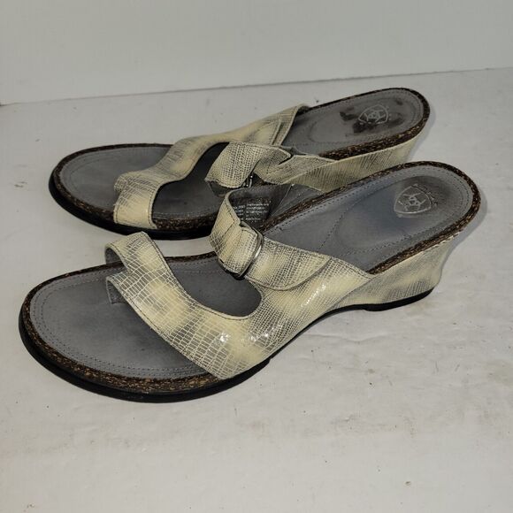Ariat Sandals Womens Sz 8.5B Lizard Print Wedge Gray Animal Print Casual 20981 - Picture 5 of 15